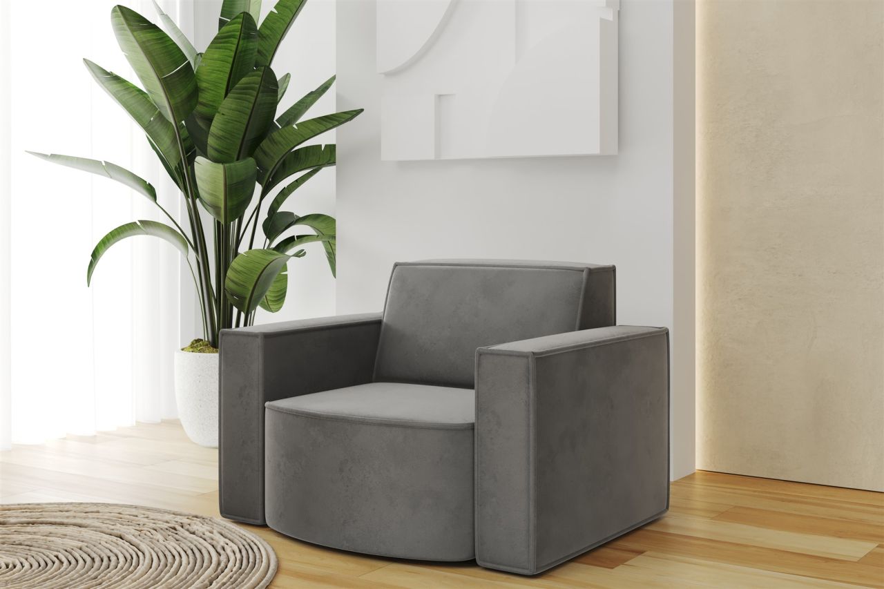 Sessel ersessel PALMA in Stoff Opera Velvet Steel