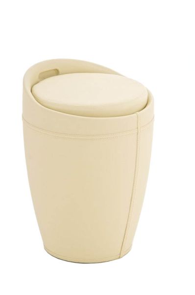 Sitzhocker - Amy - Hocker Sessel Kunstleder Creme 30x30 cm