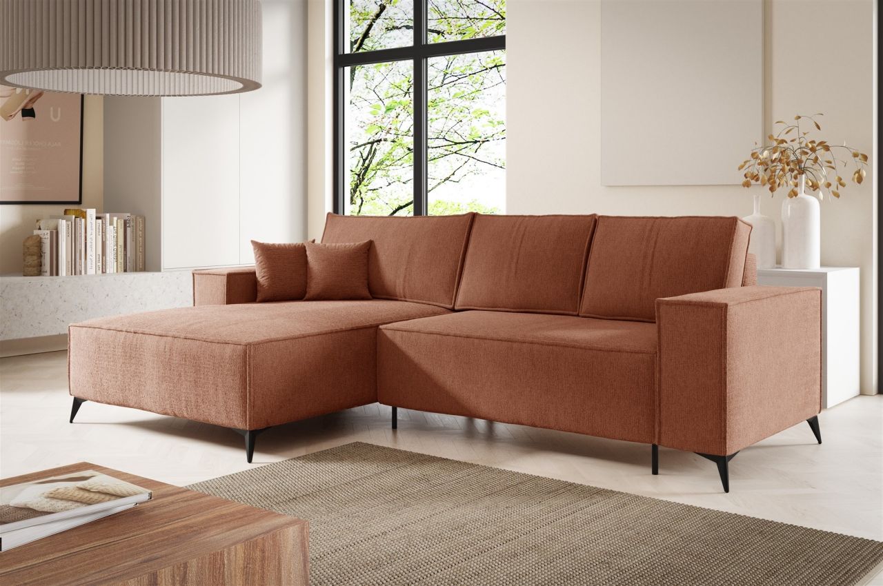 Ecksofa Schlafsofa FIORE Stoff ARAGON Altrosa Ottomane Links