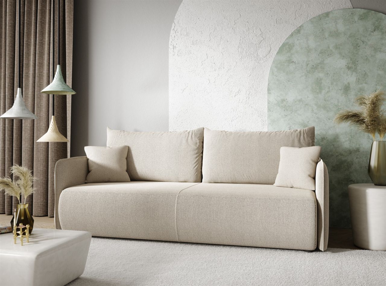 Sofa 2-Sitzer mit Schlaffunktion CALGARY Stoff Curio Hellgrau