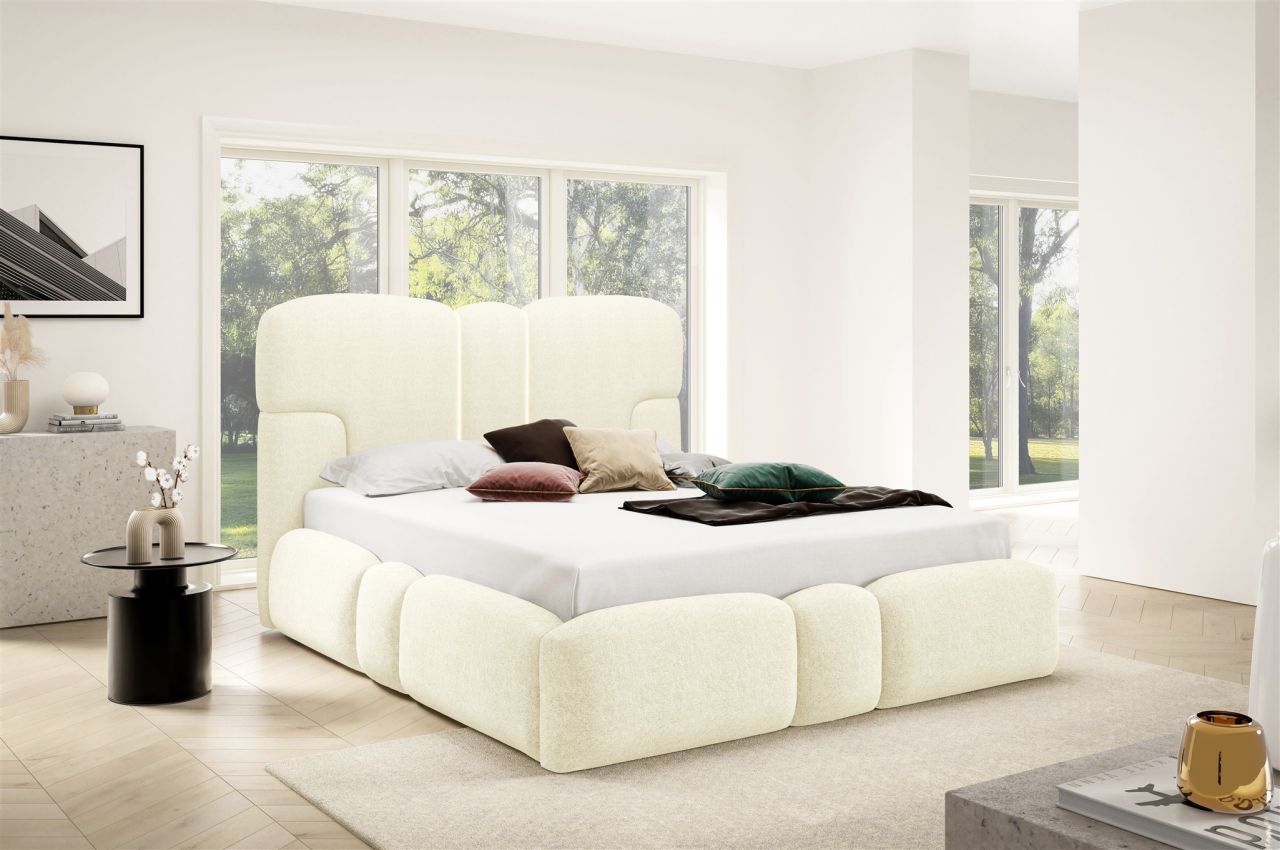 Polsterbett Schlafzimmerbett JORDAN 160x200cm Komplettset in Stoff Doha Creme