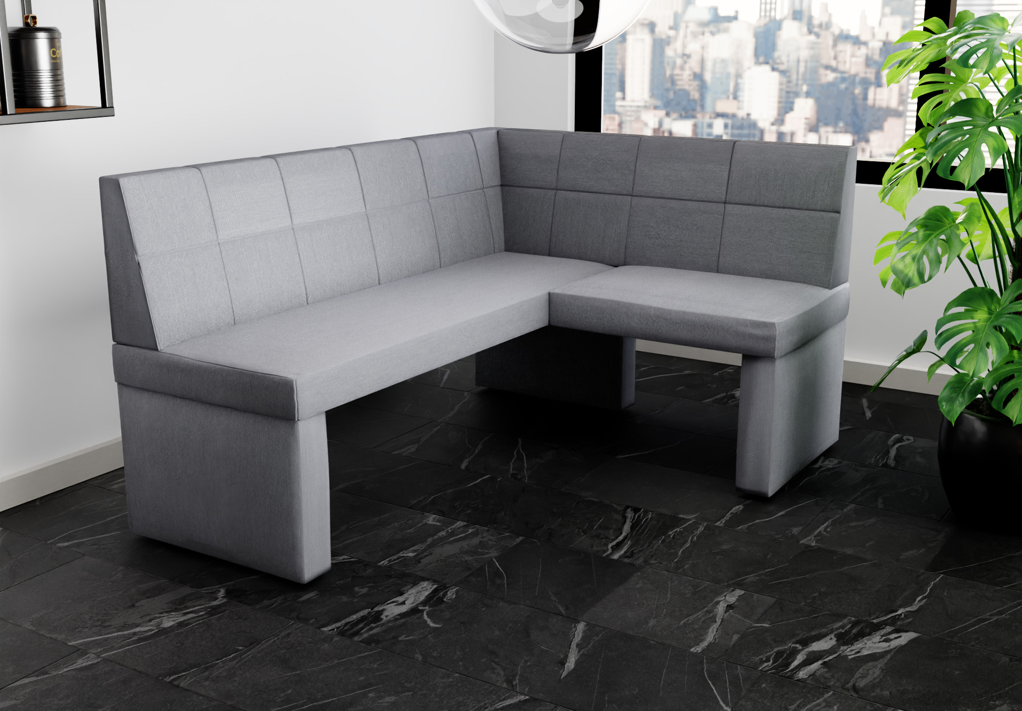 Eckbank Bank Küchenbank 196x142 cm BLAKE XL L Stoff Soro Grau | Ausführung Links | Eckbänke- Stoff | Sitzbänke