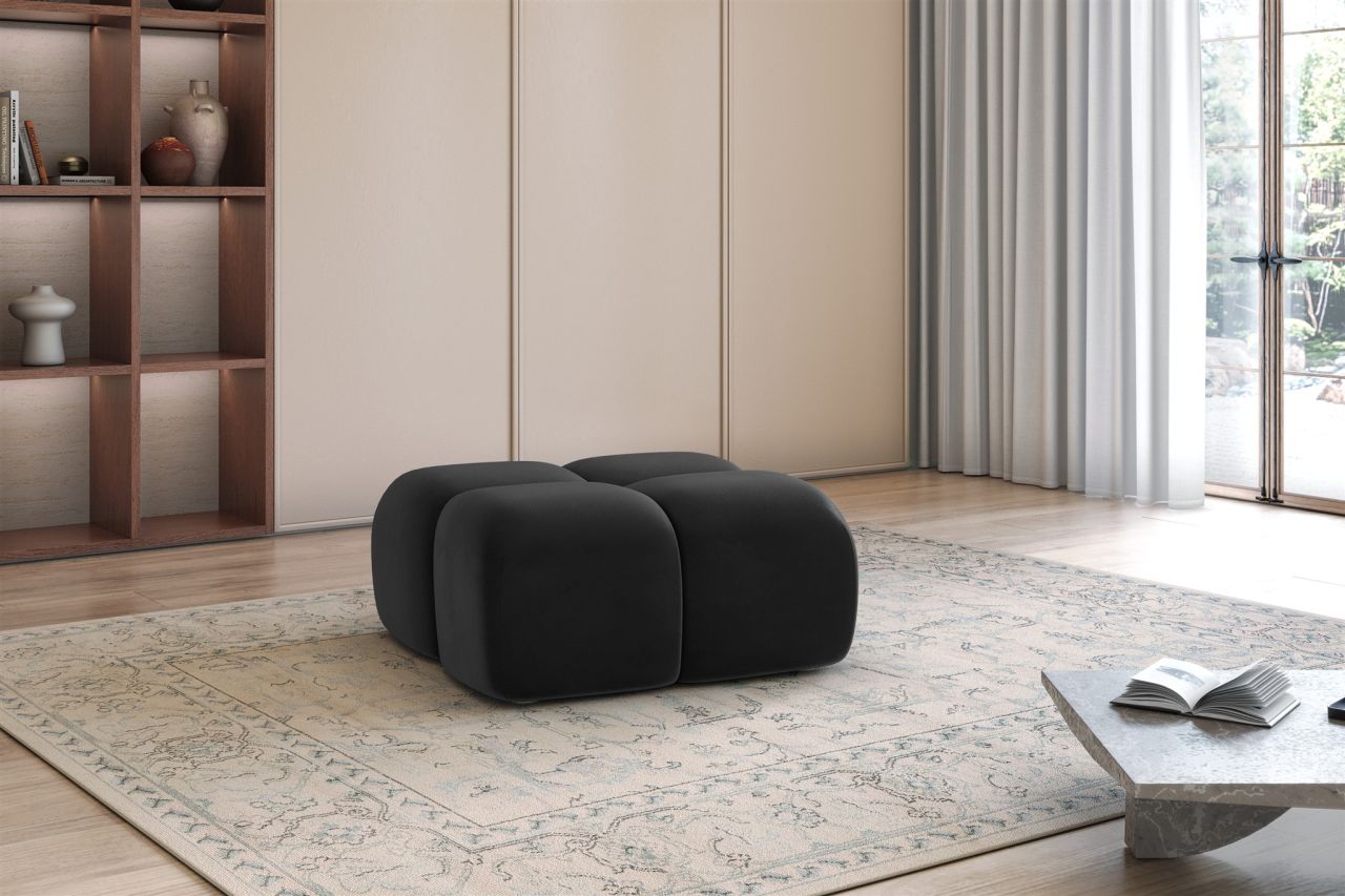 Polsterhocker erhocker DARCY 85x85 cm in Stoff Salvador Schwarz