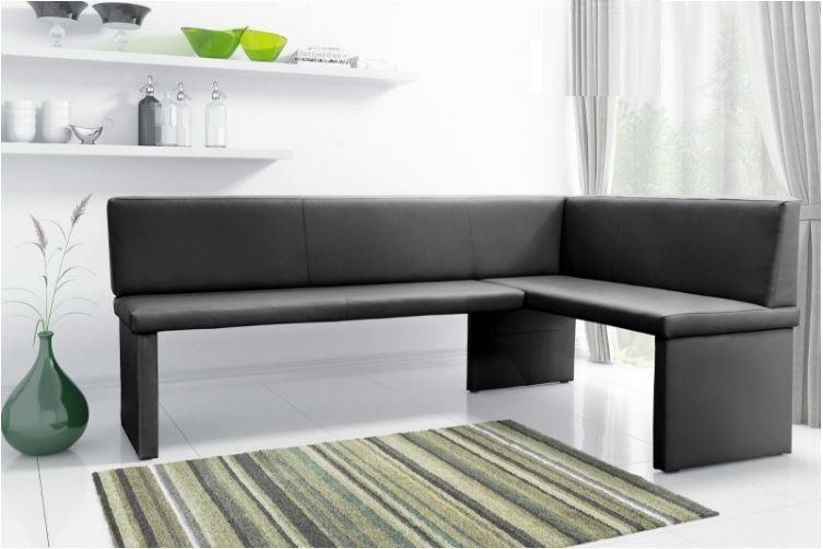 OUTLET Eckbank Bank Küchenbank -Cora L- Kunstleder Schwarz 168 x 128 cm