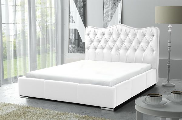 Polsterbett Schlafzimmerbett SULTAN Kunstleder Weiss 140x200cm