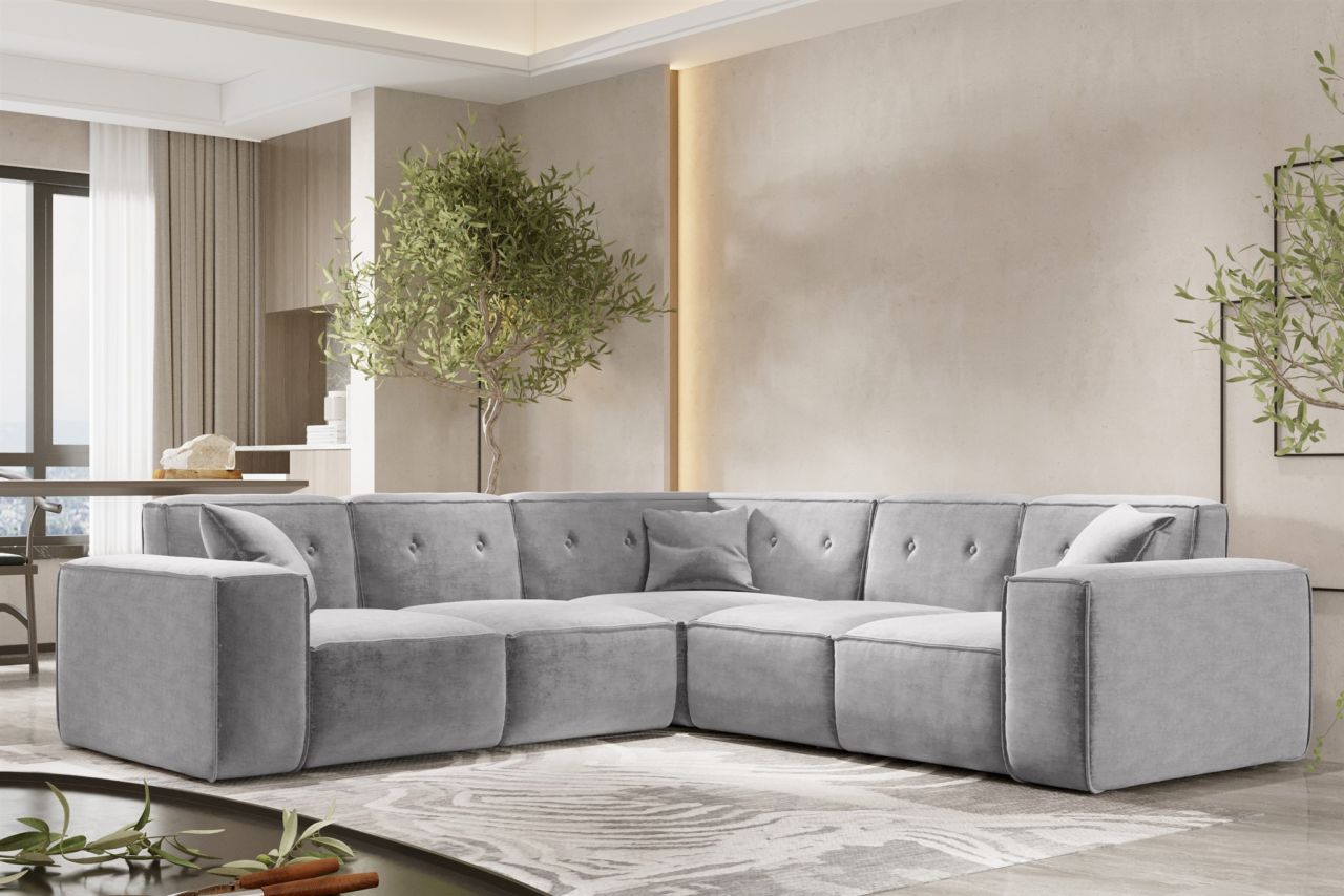 Ecksofa ersofa CESINA in Stoff Perfect Harmony Grau Seite Universal