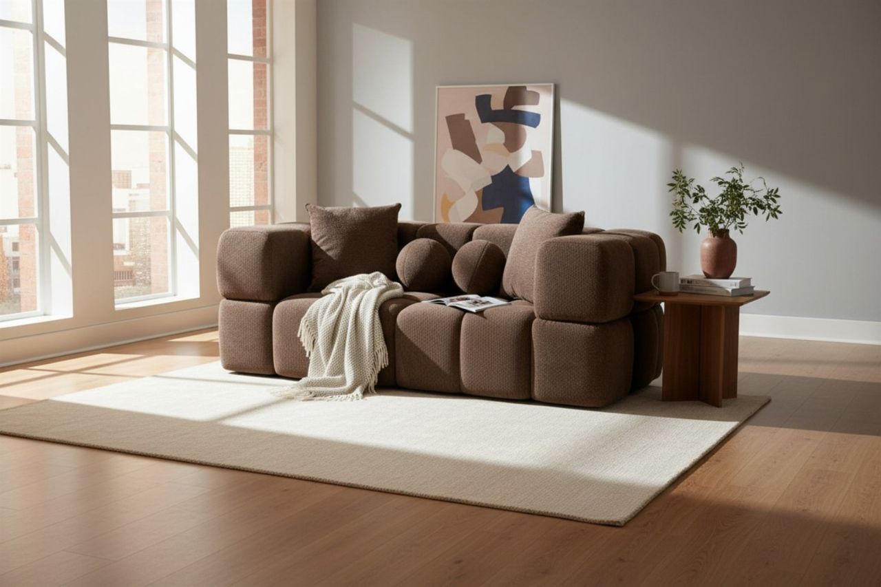 Sofa ersofa VEGA 2-Sitzer in Stoff Egon Dunkelbraun
