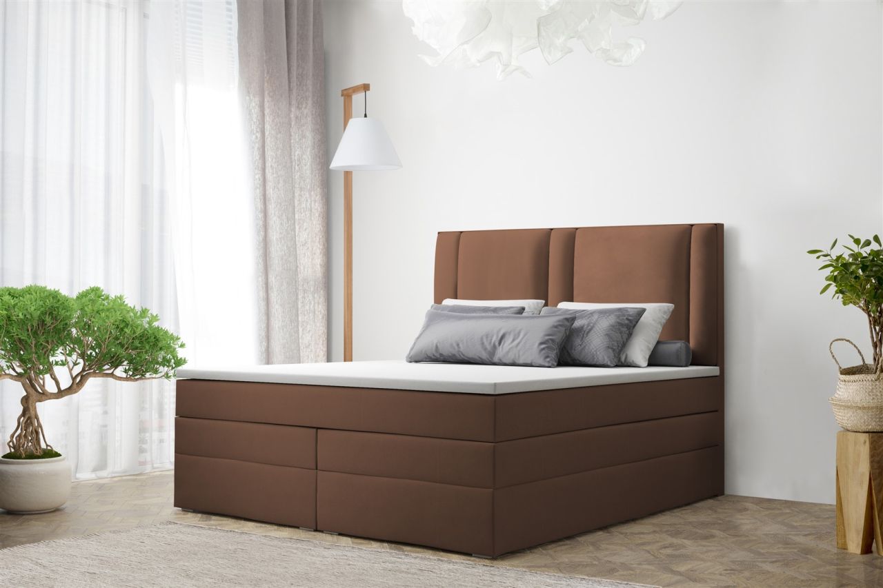Boxspringbett Schlafzimmerbett CANDELA DELUX 200x200cm in Kunstleder Braun