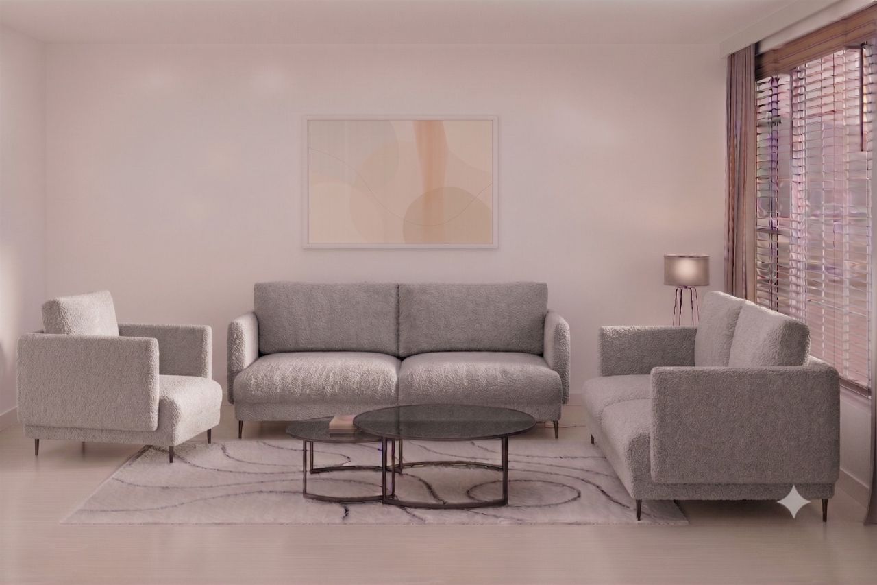 Fun Moebel Grau Sofaset Designersofas Helmer 3-2-1 Stoff Baloo