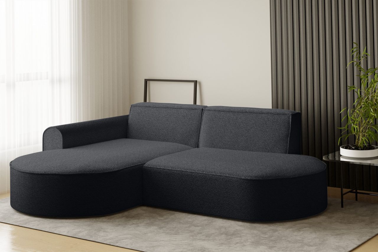 Ecksofa ersofa BONDY in Stoff Ascot Schwarz Ottomane Links