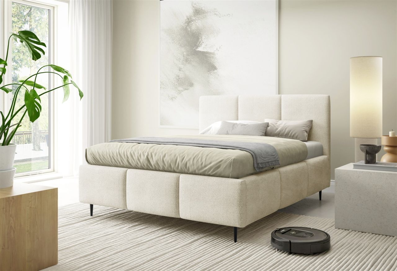 Polsterbett Schlafzimmerbett MIAMI 140x200cm in Stoff Coral Ecru