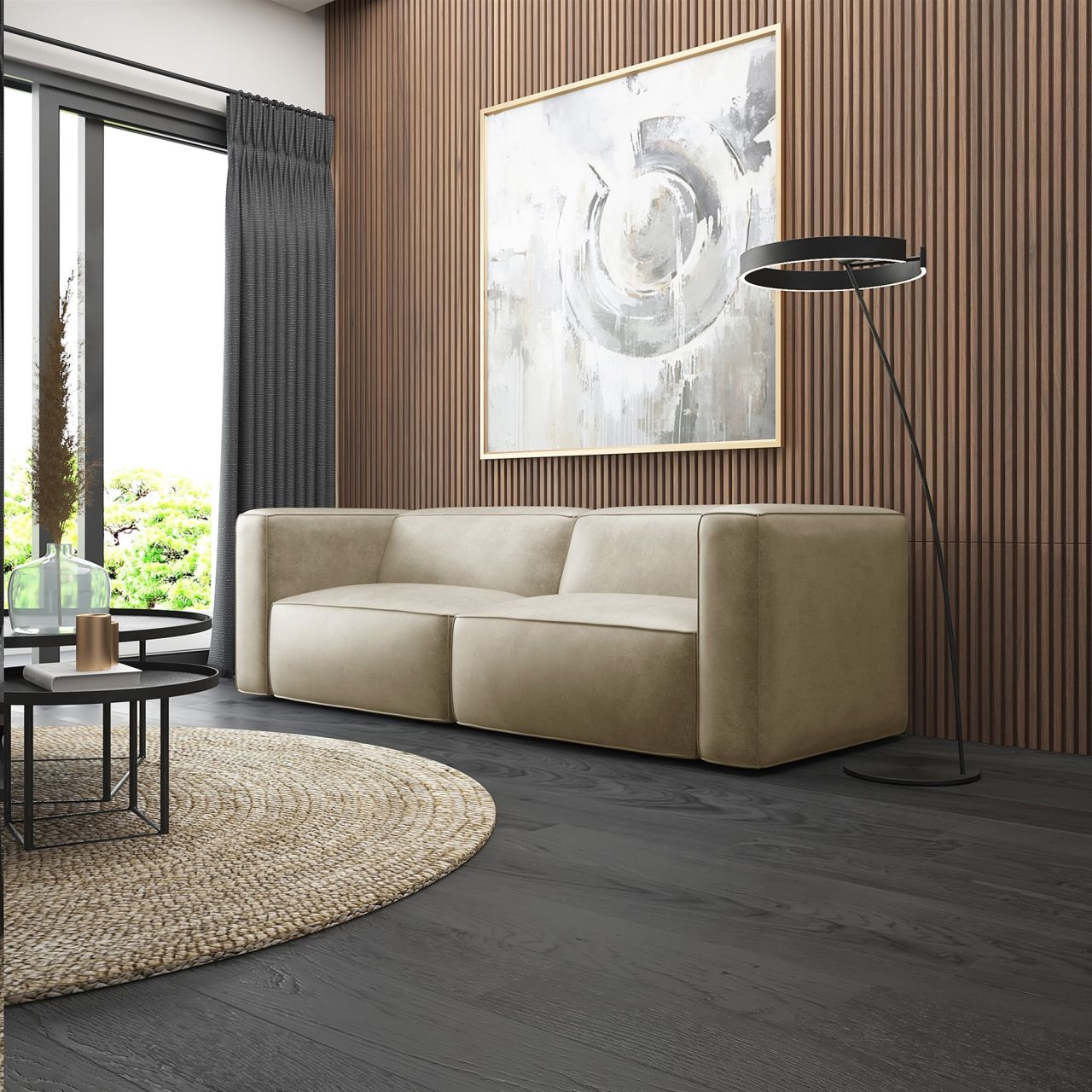 Sofa ersofa HELMER 2-Sitzer in Stoff Pola Beige