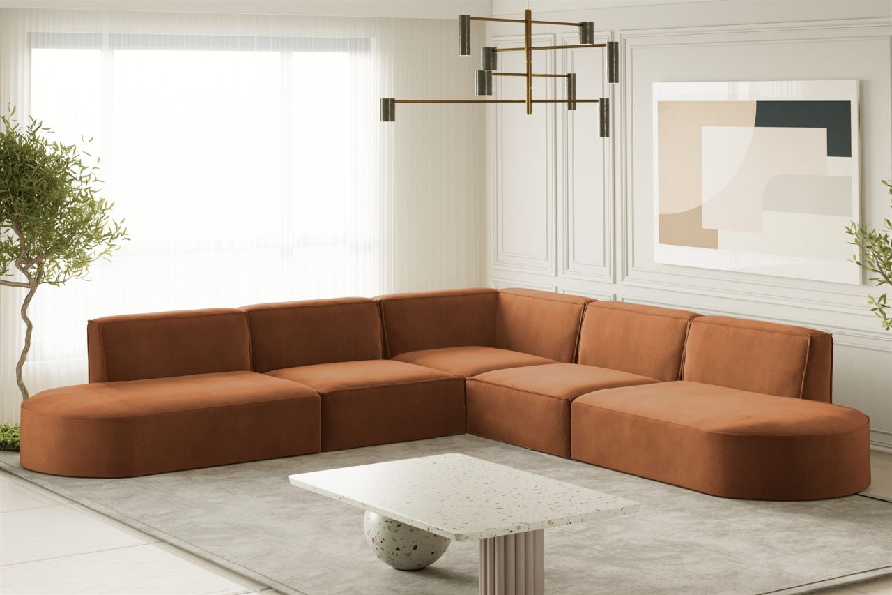 Ecksofa ersofa PALMA Stoff Noel Ziegelrot Seite Universal