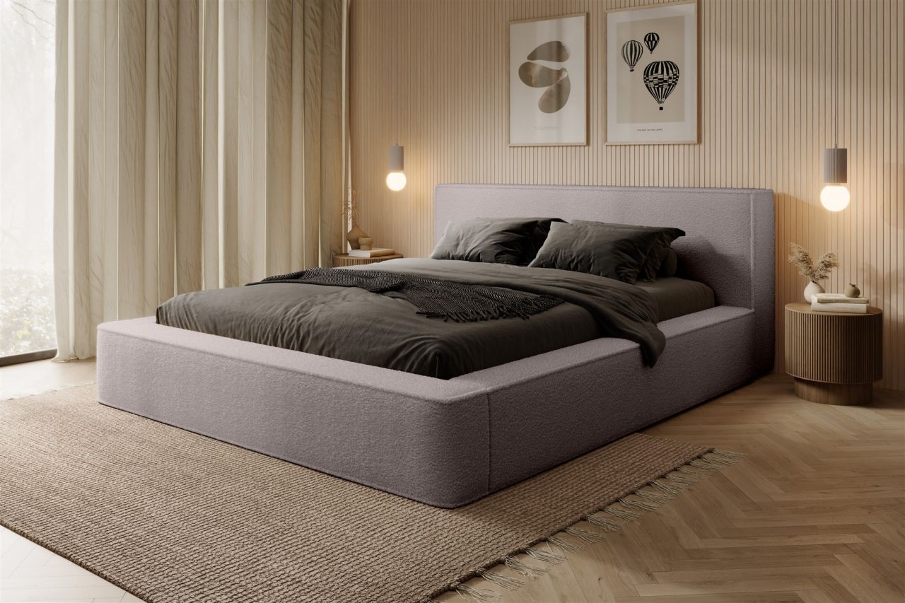 Polsterbett Doppelbett OMAHA 160x200cm in Stoff Euphoria Beige