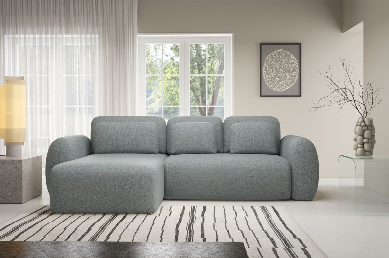 Ecksofa Schlafsofa Sofa GASTON in Stoff Puente Dunkelgrau Ottomane Links