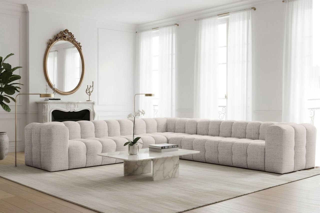 Ecksofa ersofa SOLVIE XL in Stoff Moly Creme Seite Universal