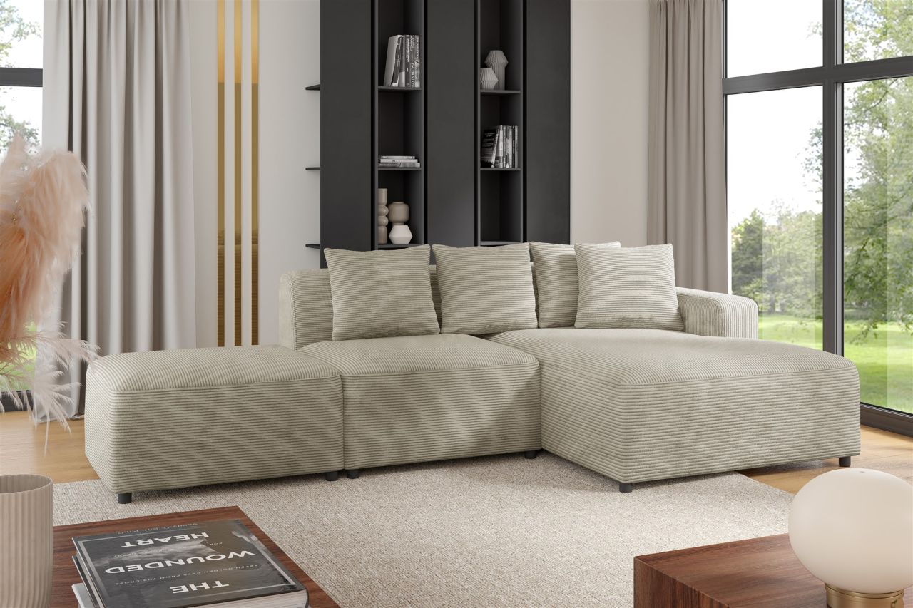 Ecksofa ersofa MEGAN XS inkl. Hocker Stoff Poso Beige Ottomane Rechts