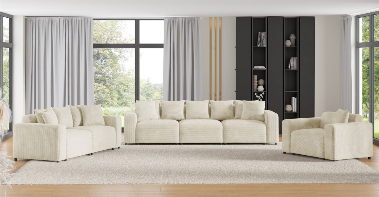 Sofaset ersofas MEGAN 3-2-1 in Stoff Poso Creme