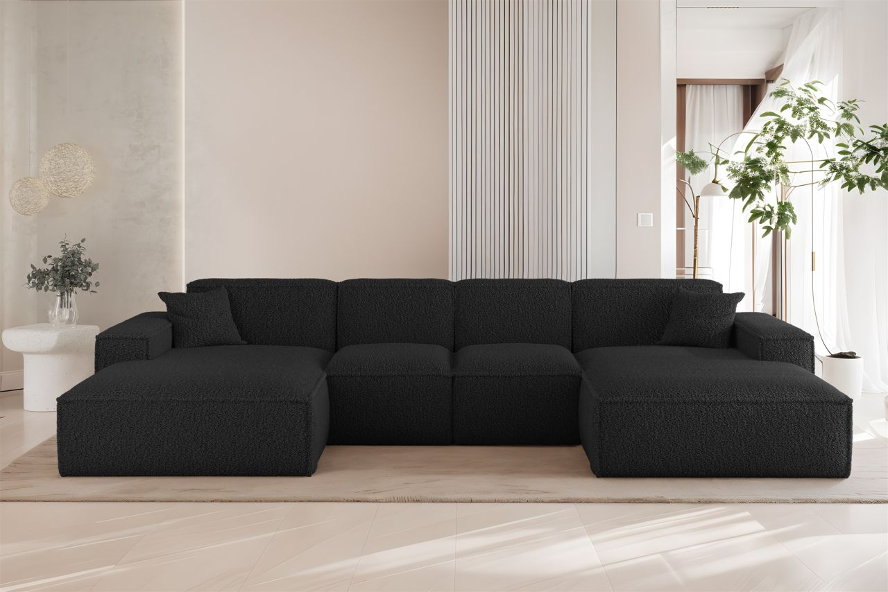 Wohnlandschaft Sofa U-Form CELES PREMIUM XS in Stoff Sven Schwarz
