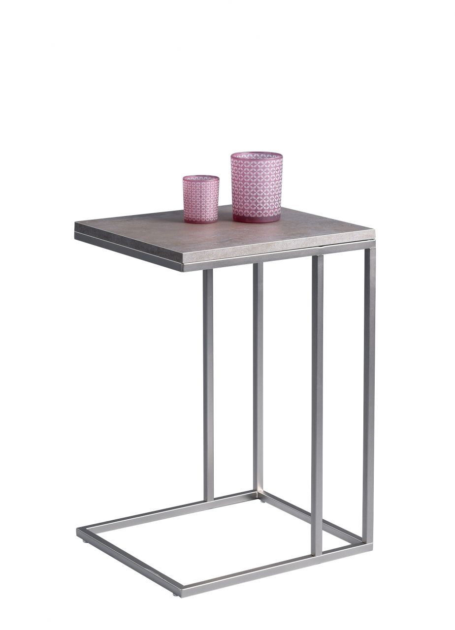 Beistelltisch Tisch RINO 38x43 cm Dekor Keramikoptik Gestell Edestahl