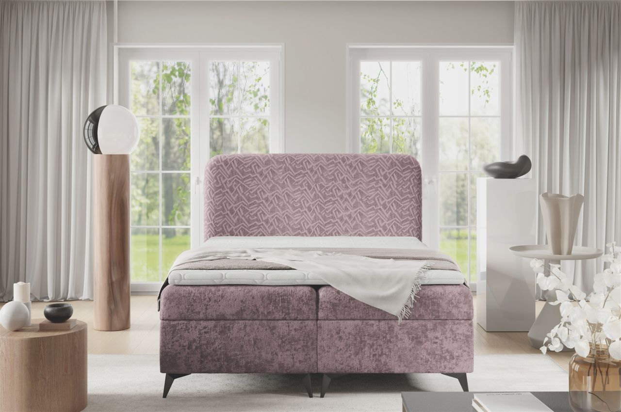 Boxspringbett Schlafzimmerbett TRIANA 120x200cm Stoff Trenza Altrosa