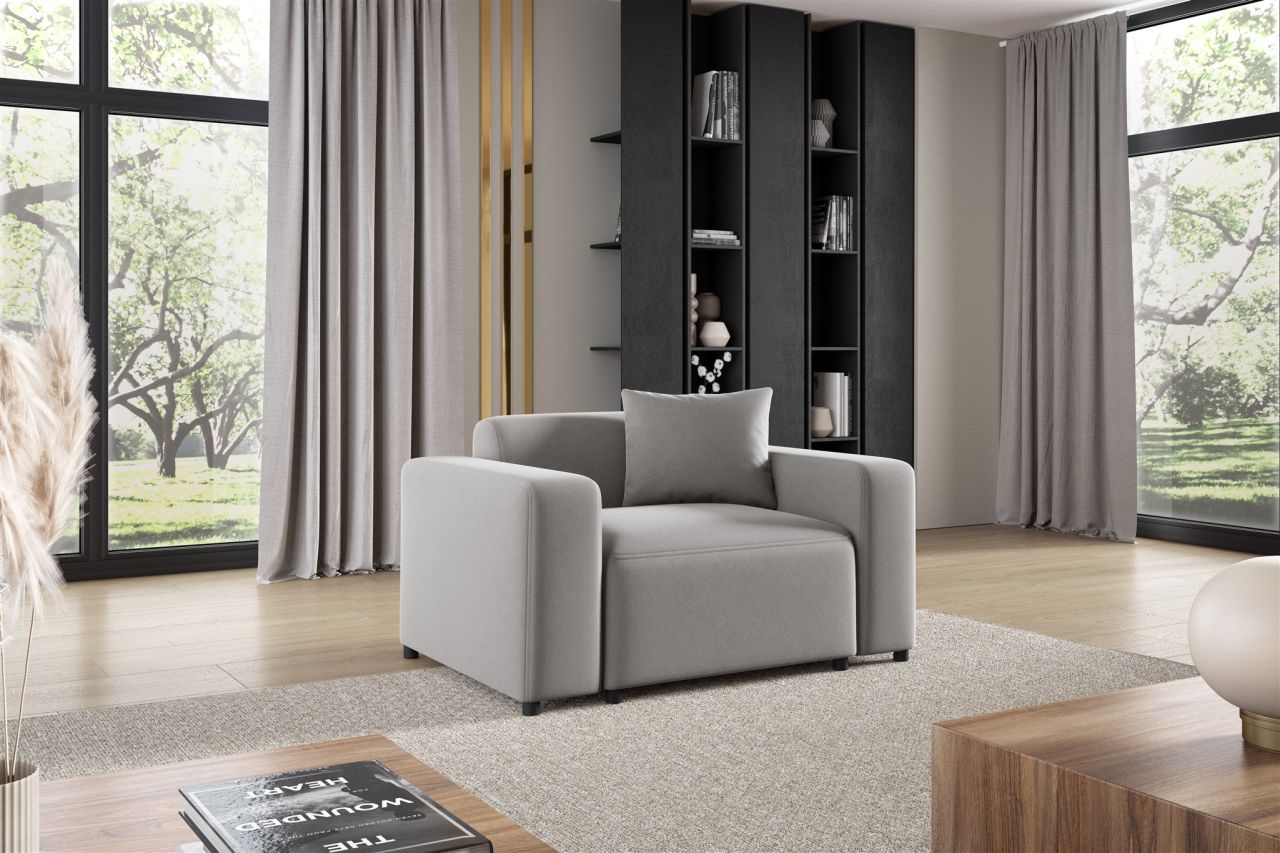 OUTLET Sessel ersessel MEGAN in Stoff Salvador Hellgrau