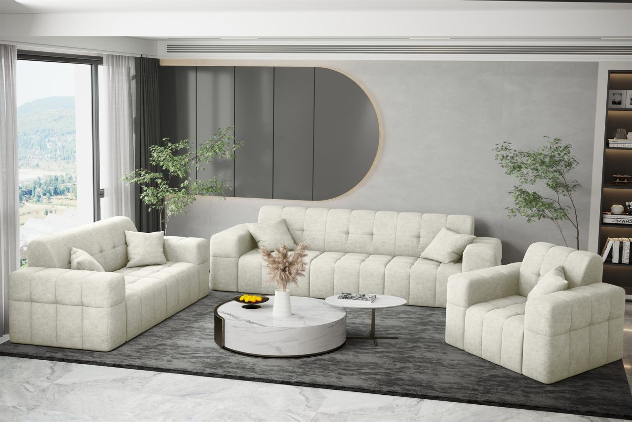 Sofaset ersofa NANCY 3-2-1 in Stoff Perfekt Harmony Pearl