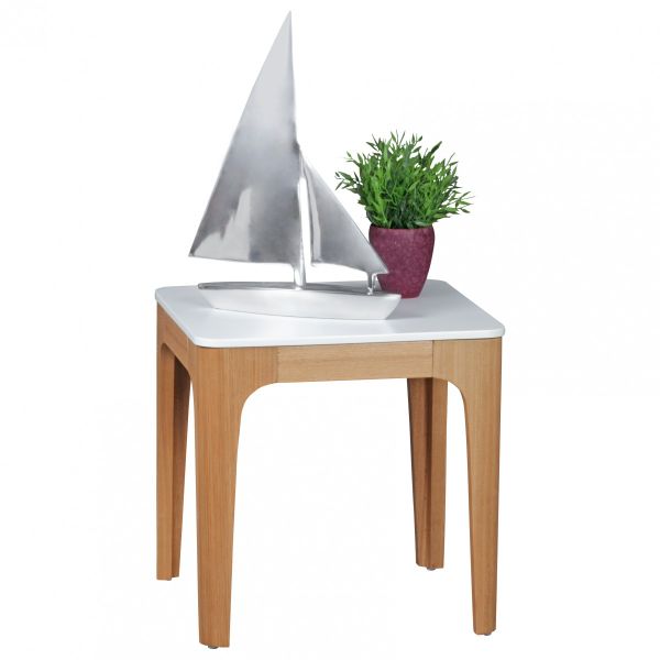 Beistelltisch Tisch MAGNUS 50x50 cm Weiss lackiert / Esche