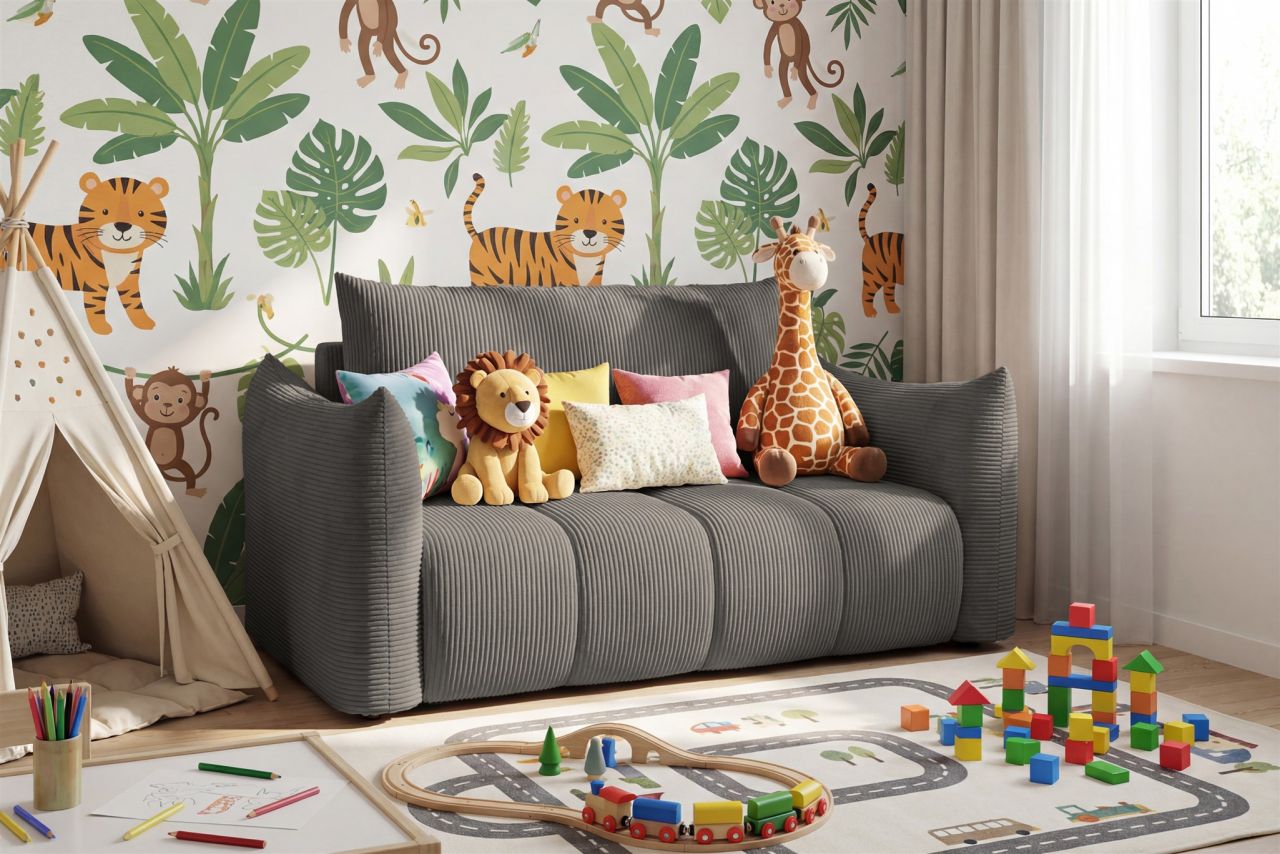 Sofa 2er-Sitzer mit Liegefunktion ONTARIO in Stoff Poso Grau