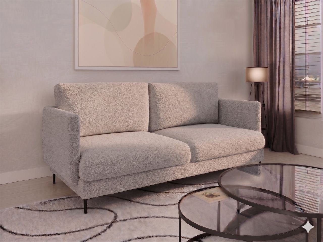 Fun Moebel Grau Sofa Designersofa Helmer 3-Sitzer Stoff Baloo