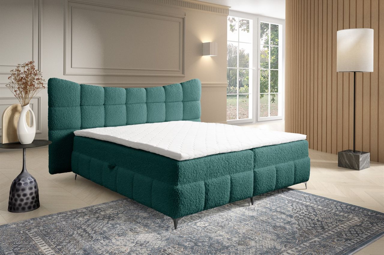 Boxspringbett Bett Schlafzimmerbett NOVA 180x200cm Stoff Rolf Türkis