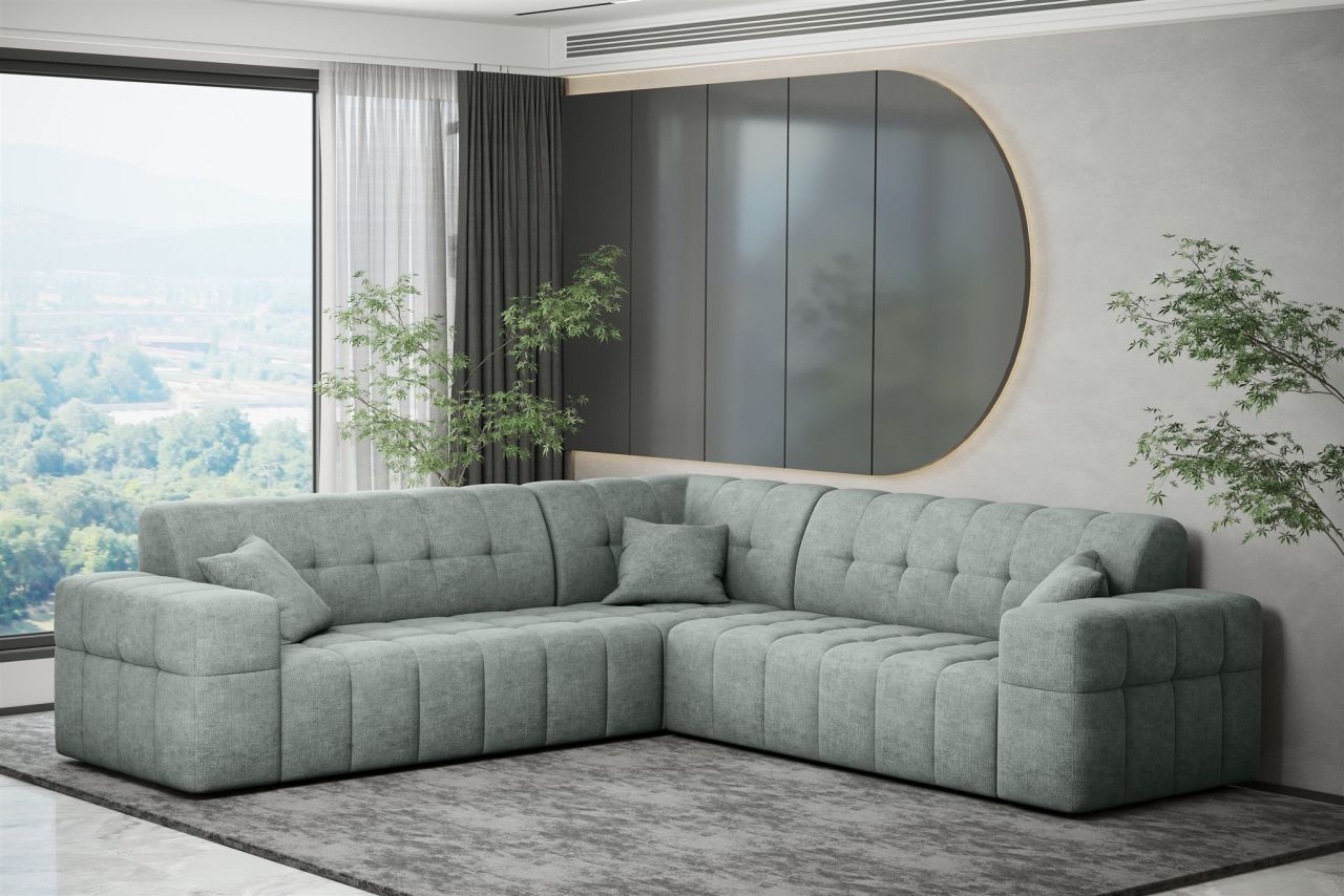Ecksofa ersofa NANCY in Stoff Perfekt Harmony Eisblau Seite Universal