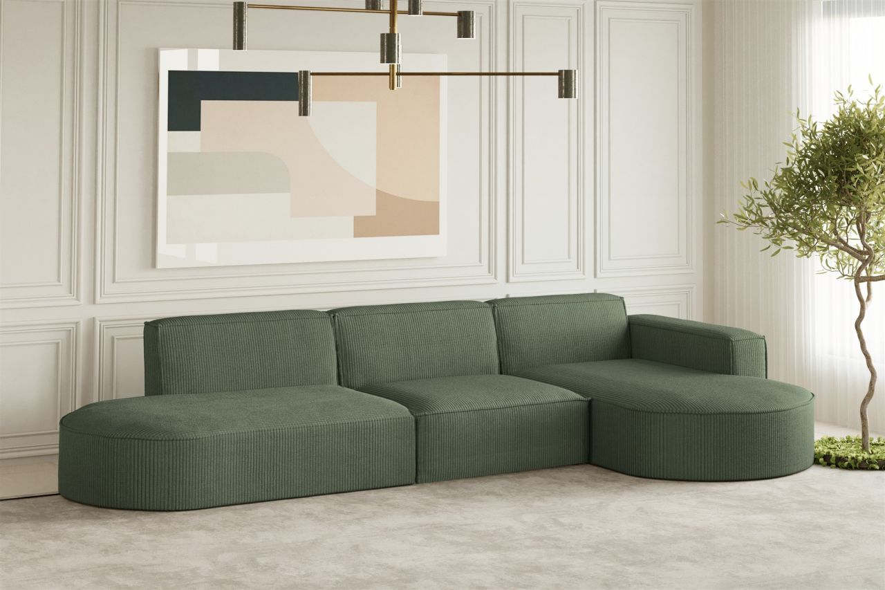 Ecksofa ersofa PALMA in Stoff Scala Forest Ottomane Rechts