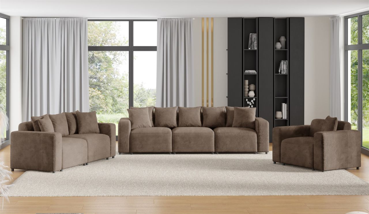 Sofaset ersofas MEGAN 3-2-1 in Stoff Poso Cappuccino