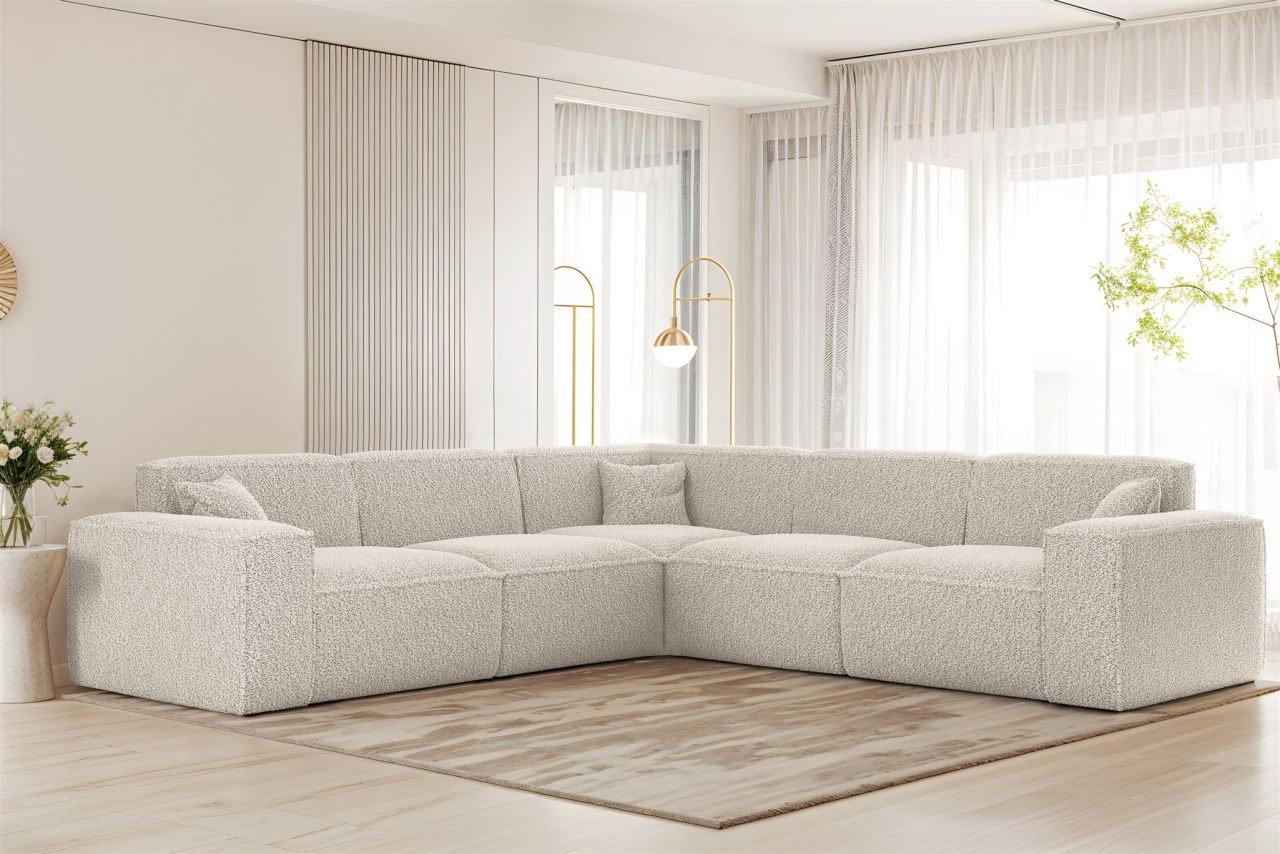 Ecksofa ersofa CELES PREMIUM in Stoff Sven Altweiß Seite Universal