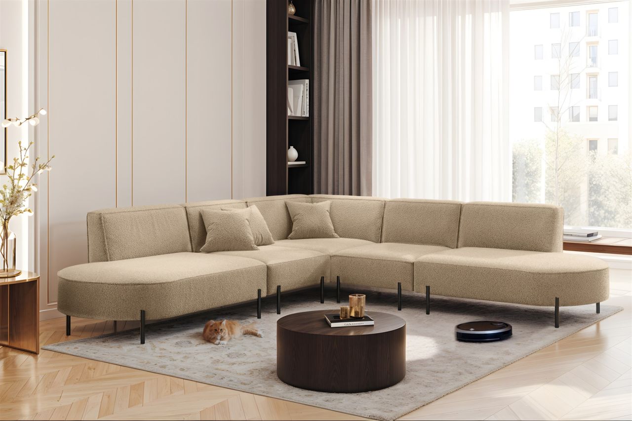 Ecksofa ersofa VALENCIA Stoff Quelle Hellbraun Universal