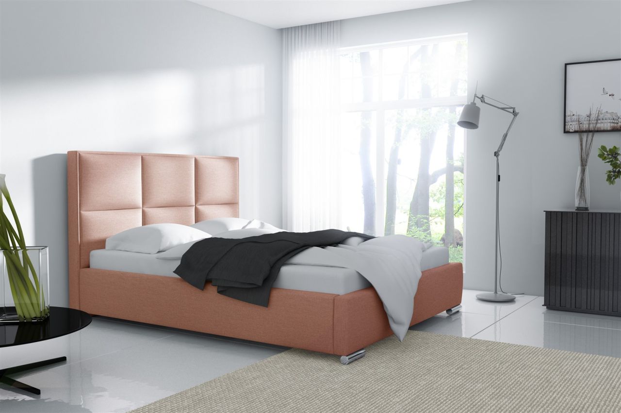 Polsterbett Bett Doppelbett VITUS Polyesterstoff APRICOT 140x200cm