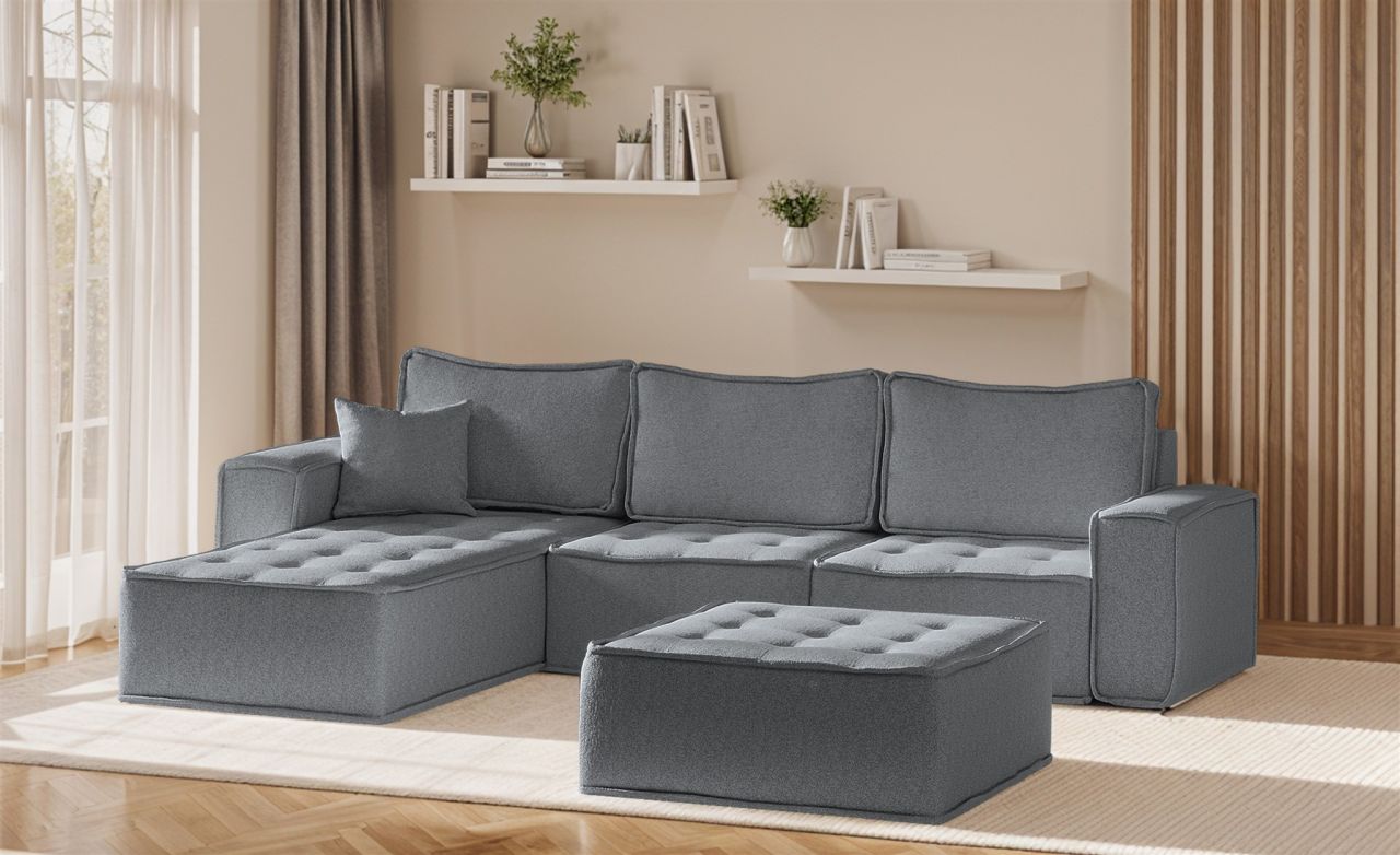 Ecksofa Modulsofa 4-teilig SANDE Stoff Alpine Anthrazit Ottomane Links