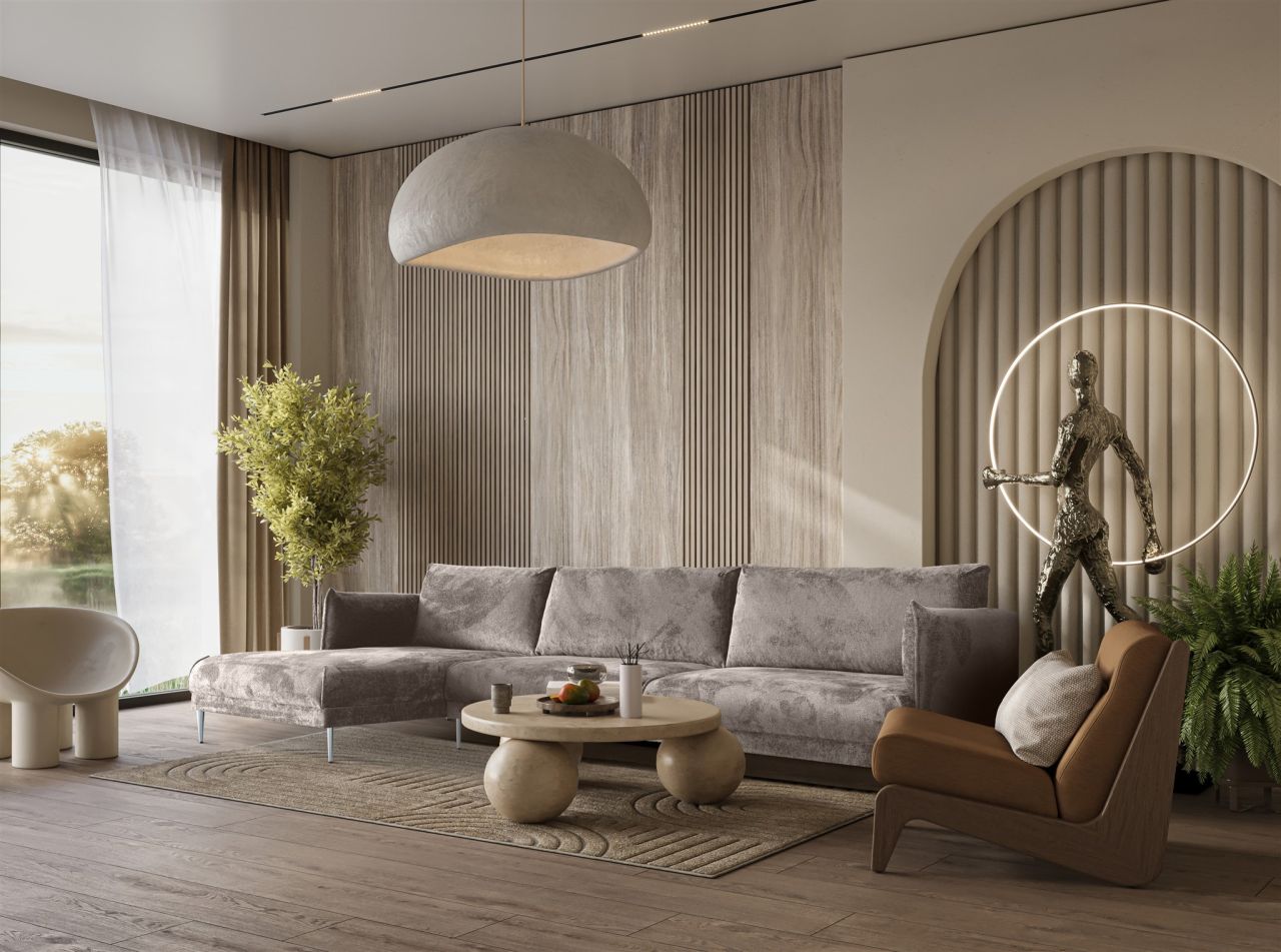 Ecksofa ersofa MADISON Stoff Tender Way Beige Ottomane Links