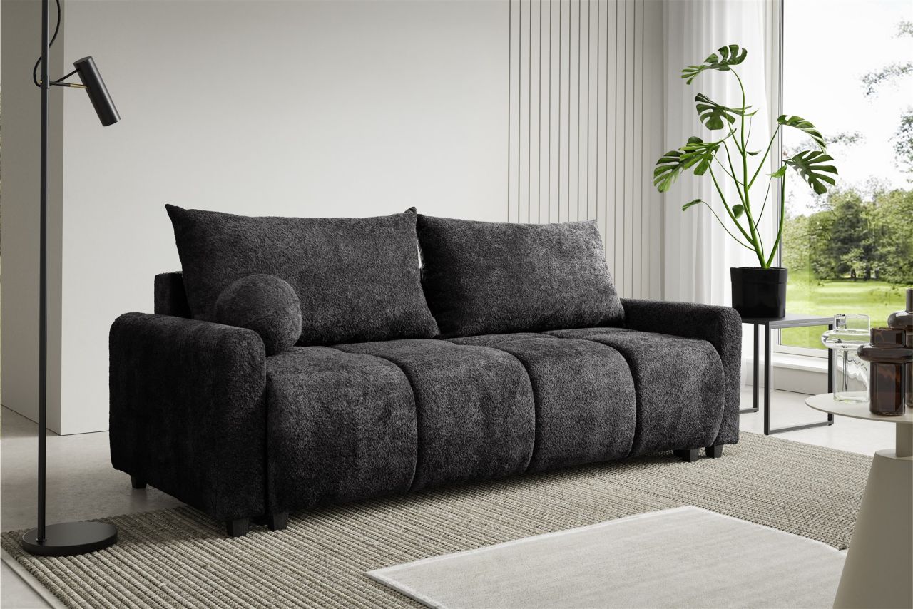 Fun Möbel Sofa 3-Sitzer Mit Schlaffunktion Giana Stoff Soft Graphit