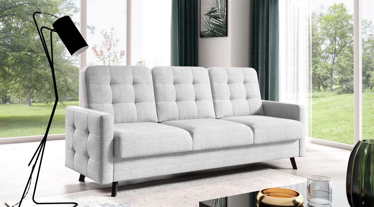 Sofa 3-Sitzer Schlafsofa ersofa GARNET Stoff Luis Hellgrau