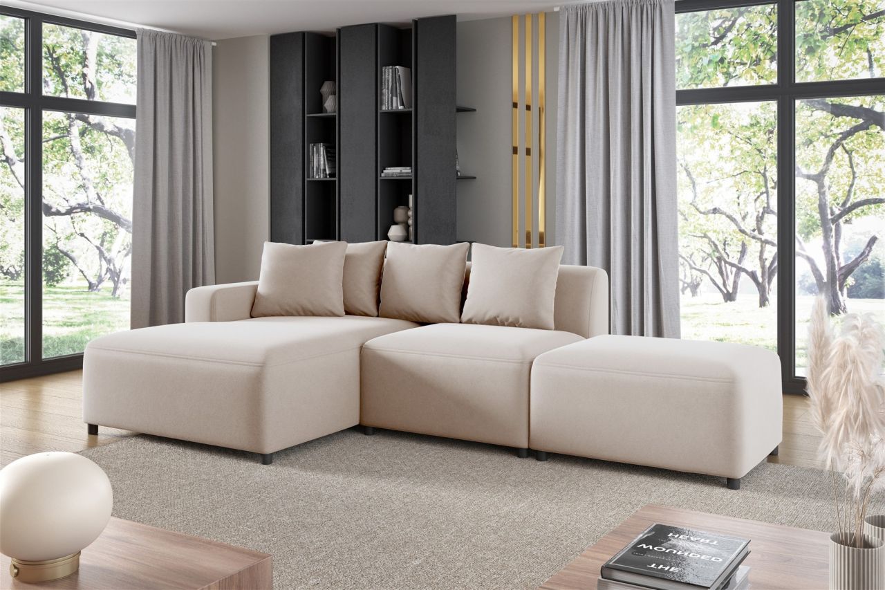 Ecksofa ersofa MEGAN XS inkl. Hocker Stoff Salvador Hellbeige Ottomane ...
