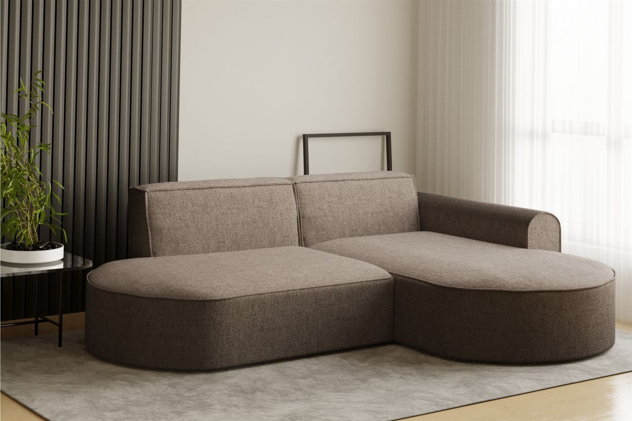 Ecksofa ersofa BONDY in Stoff Neve Cappuccino Ottomane Rechts