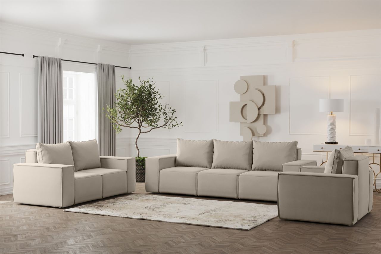 Sofaset ersofa ESTELLE 3-2-1 in Stoff Opera Velvet Pearl