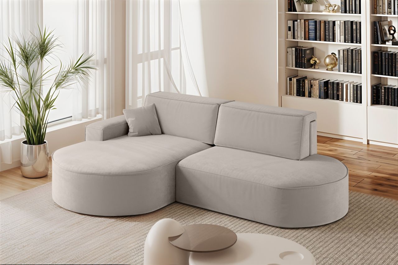 Ecksofa Schlafsofa Sofa VENEDIG Stoff Salvador Hellgrau Ottomane Links