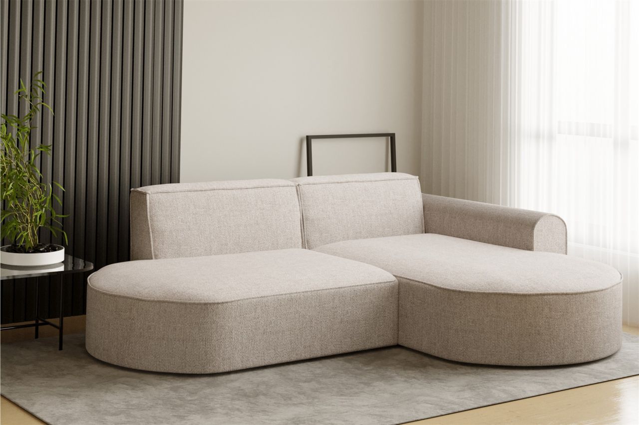 Ecksofa ersofa BONDY in Stoff Neve Beige Ottomane Rechts