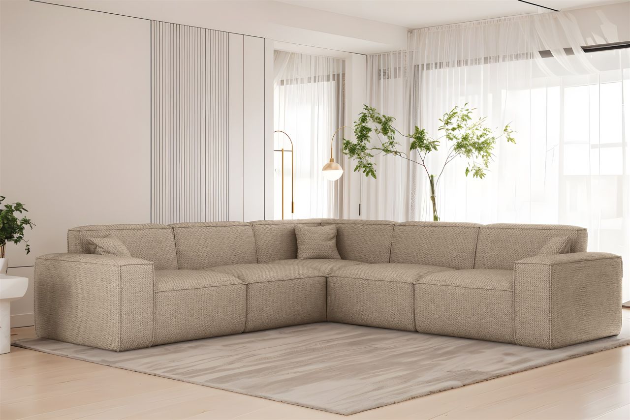 Ecksofa ersofa CELES PREMIUM in Stoff Artico Beige Seite Universal