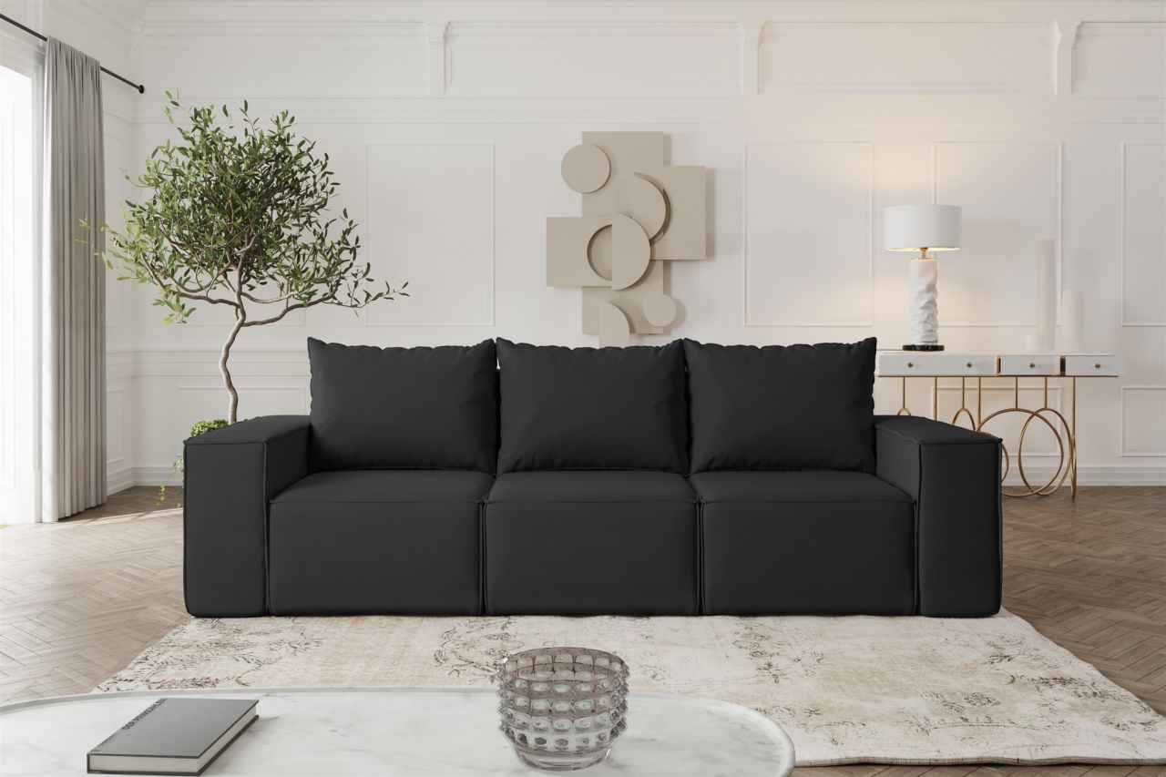 Sofa ersofa ESTELLE 3-Sitzer mit Schlaffunktion Stoff Opera Velvet Schwarz