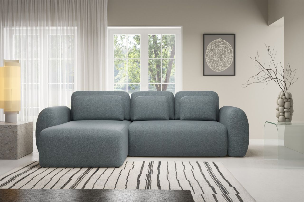 Ecksofa Schlafsofa Sofa GASTON in Stoff Puente Anthrazit Ottomane Links