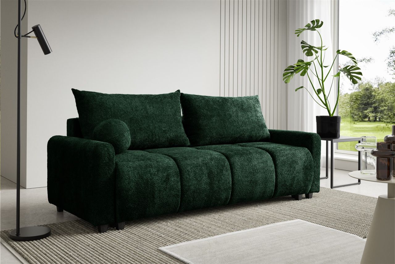 Fun Möbel Grün Sofa 3-Sitzer Mit Schlaffunktion Giana Stoff Soft